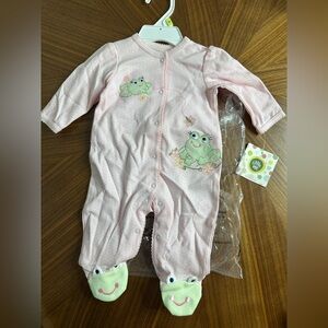 Little Me Pink Baby Footies with Frog Design